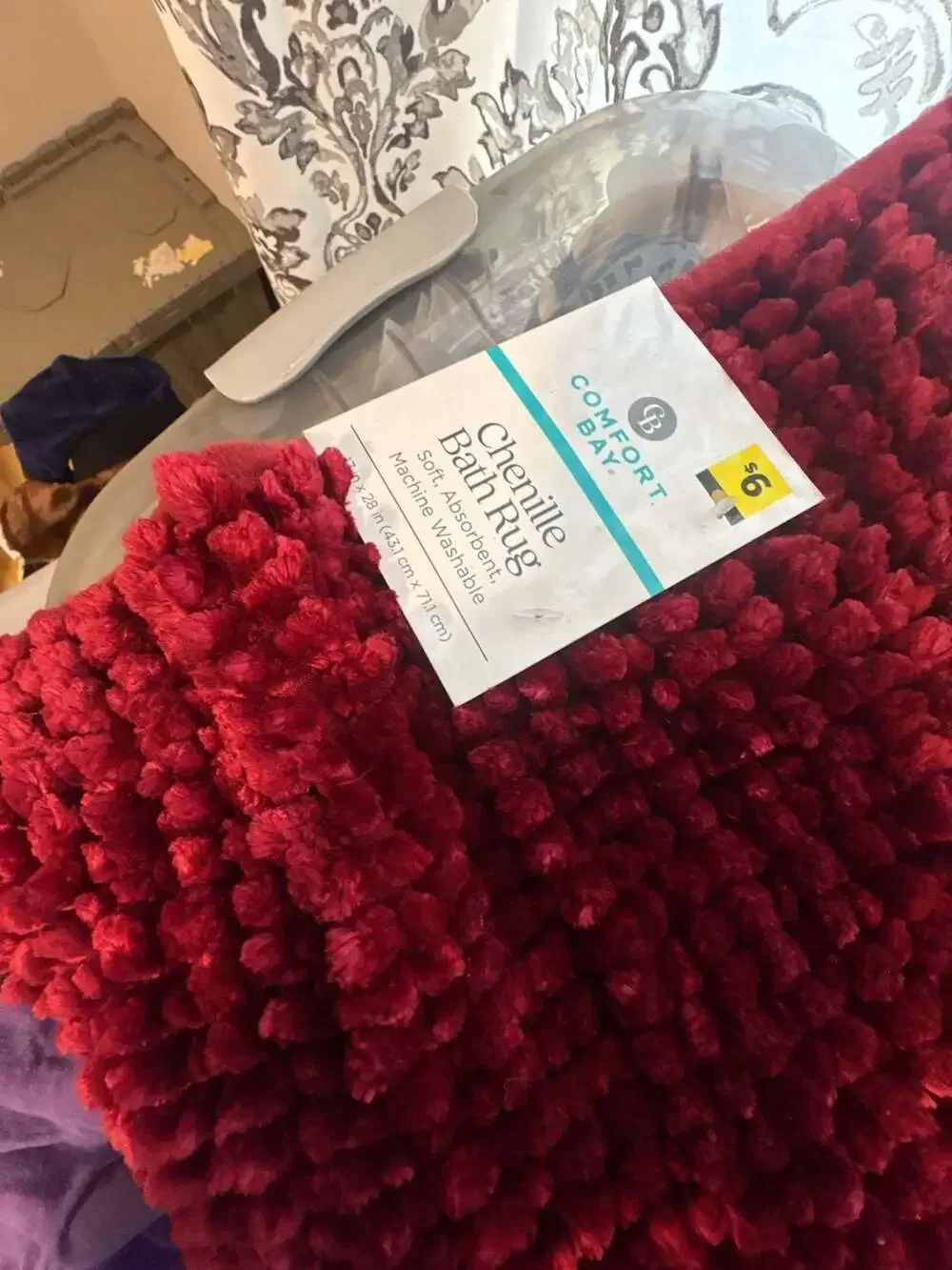 Comfort Bay Red Chenille Bath Rug Soft Absorbent Machine Washable